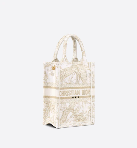 MINI DIOR BOOK TOTE PHONE BAG Dior Jardin d'Hiver Embroidery with Gold-Tone Metallic Thread (13 x 18 x 5 cm)